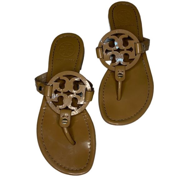 Tory Burch Shoes - Tory Burch Miller Sandal Tan Leather Thong Flip Flop Size 6.5